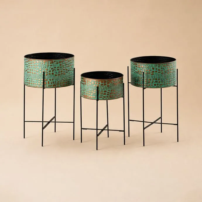 Green Planters - Set of 3