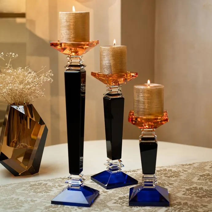 Blue Orange Candle Holder