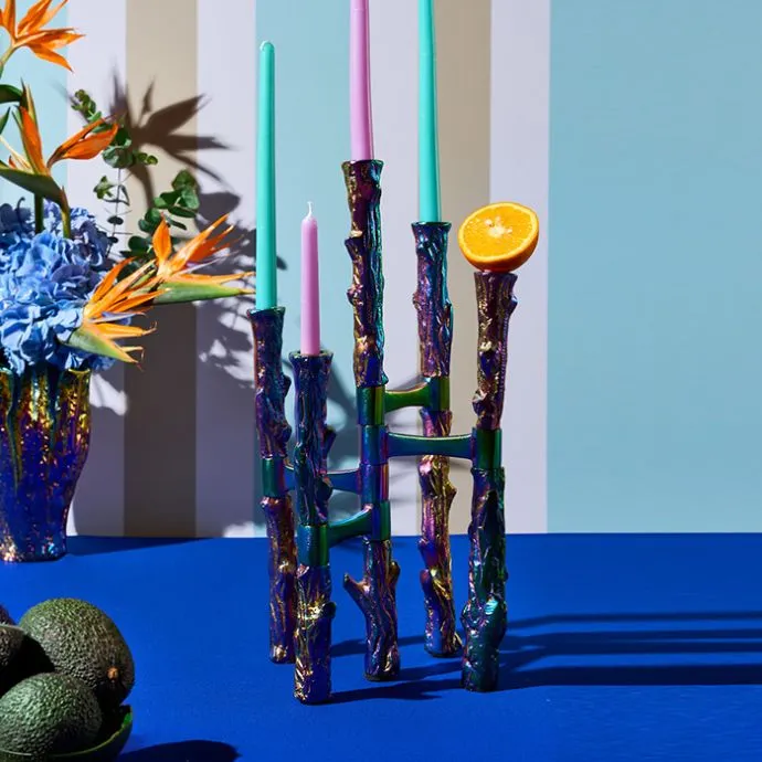 Mexican Iridescent Candle Stand