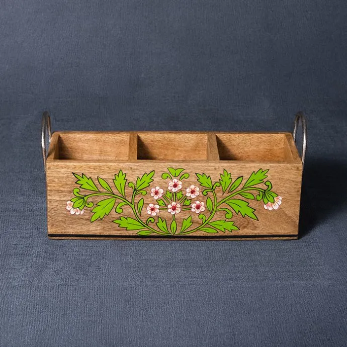 Floral Wooden Spoon Caddy