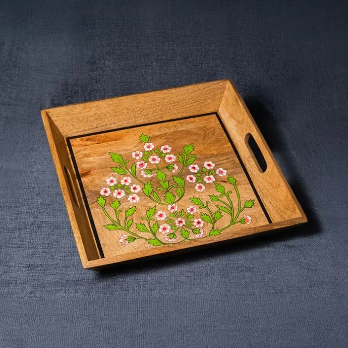 Floral Wooden Serving Tray