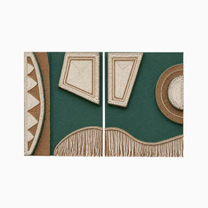 Fringed Symmetry Artwork - Set of 2