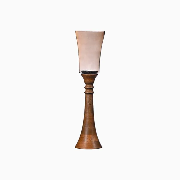 Lustre Wood & Glass Candle Stand