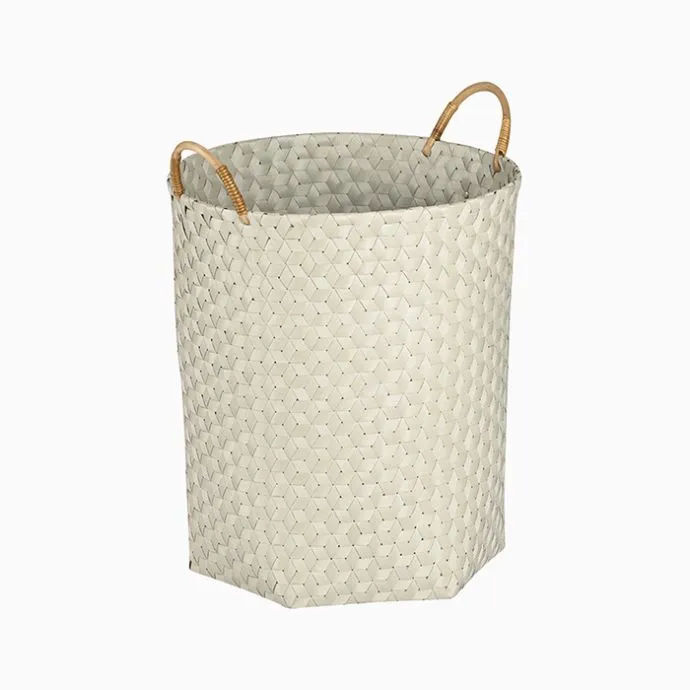 Round Basket with Rattan Handles