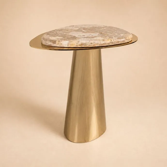 Aurevo Fossil Beige Marble Side Table