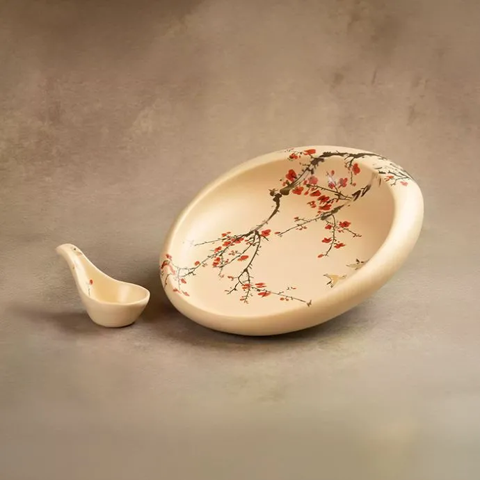 Sakura Oval Platter with Dip Bowl