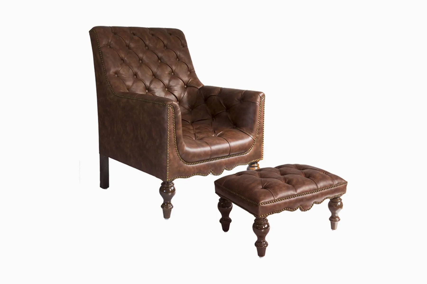 Churchill Leather Reading Chair with Footstool | Studio Ochre | The House Of Things