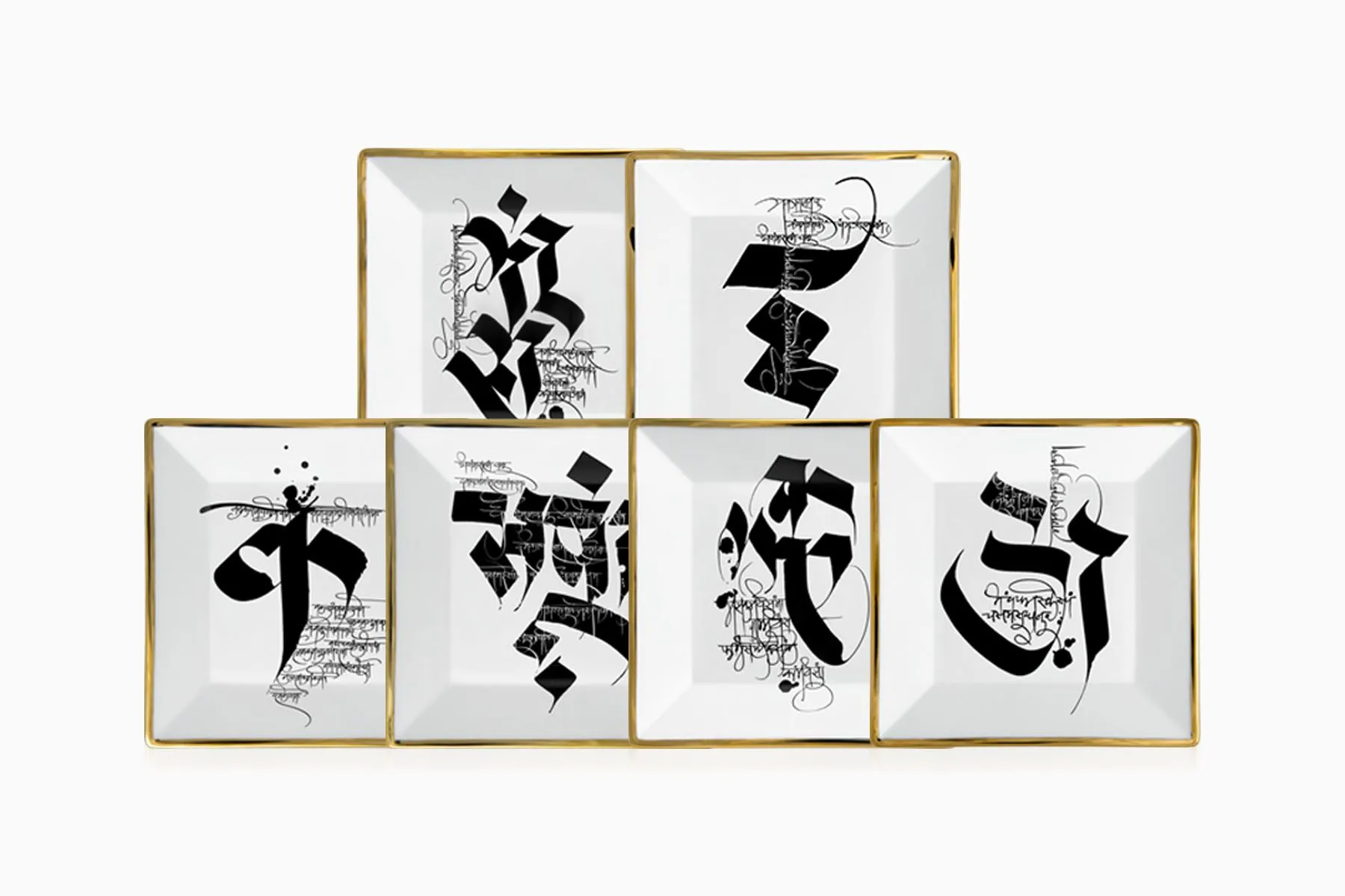 Devanagiri Appetizer Plates - Set of 6 |Nishita Fine Tableware| The House Of Things