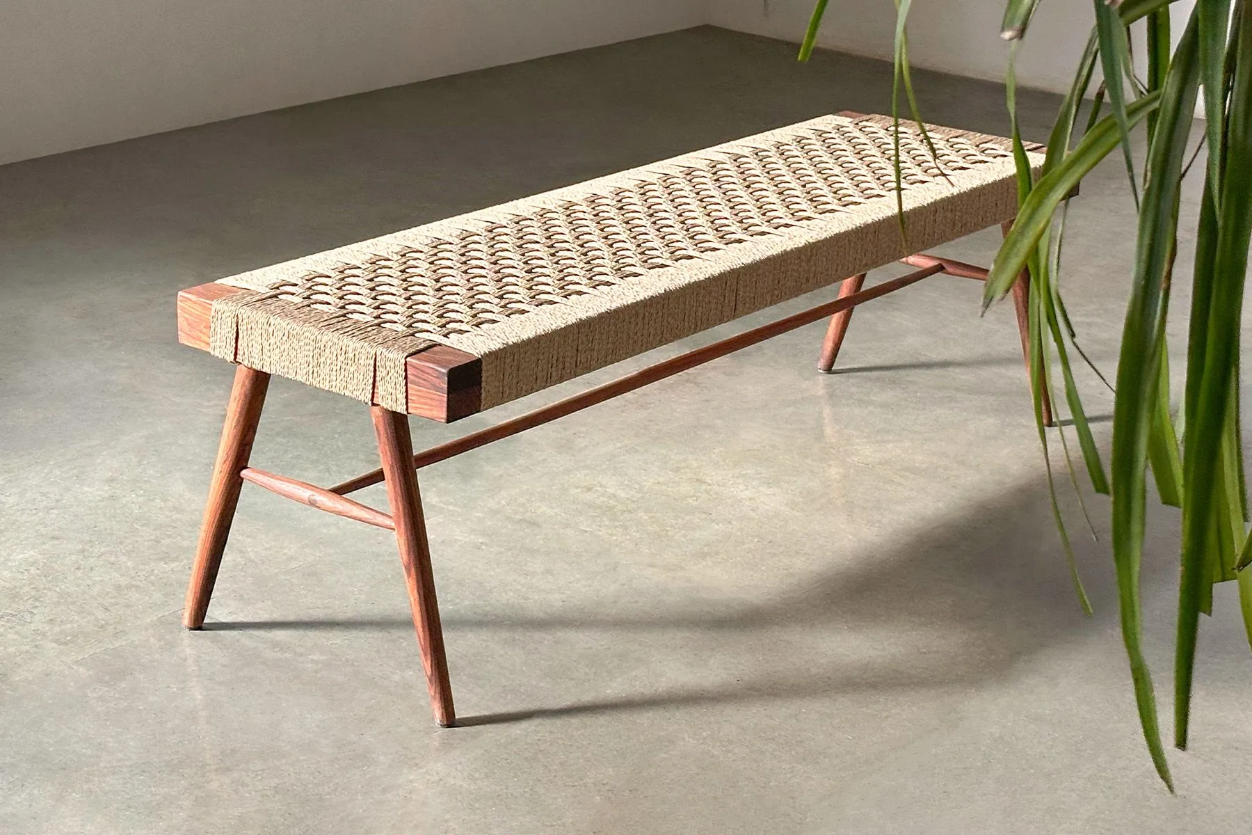 Jute Siesta Bench |Solid Bench |  The House Of Thing
