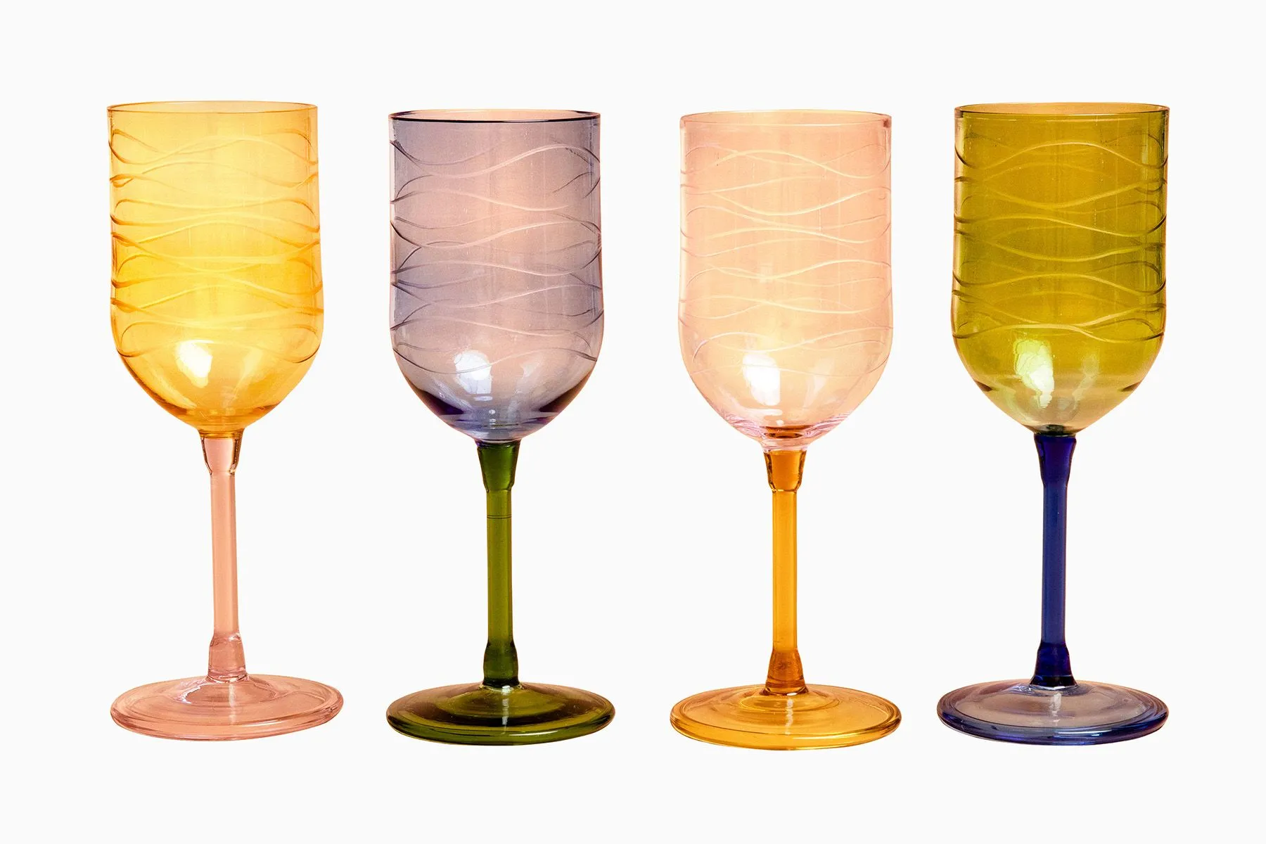 Multicoloured Bahar Glasses -  Set of 4| Ecru | The House Of Things