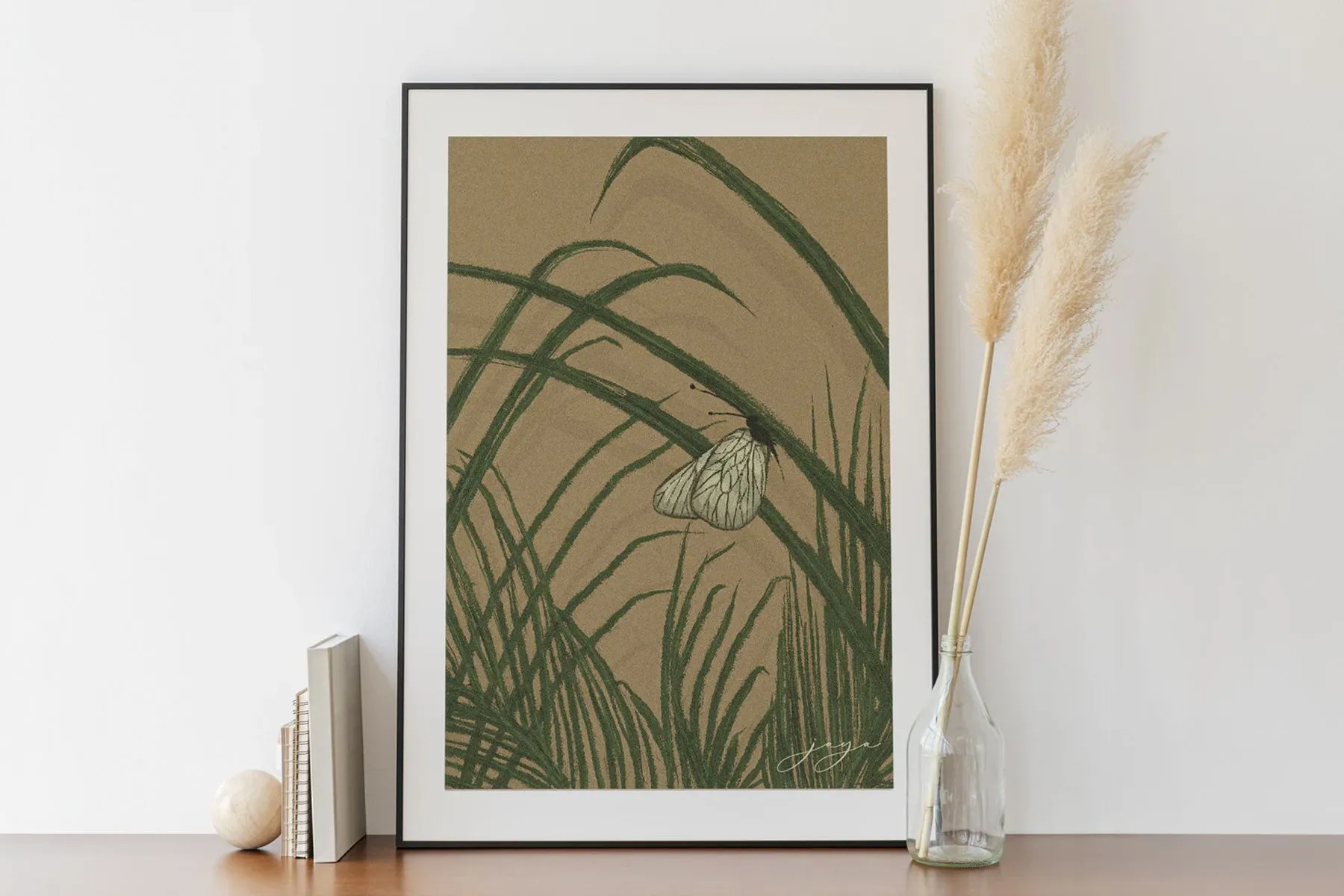 Palm Leaves and the Butterfly