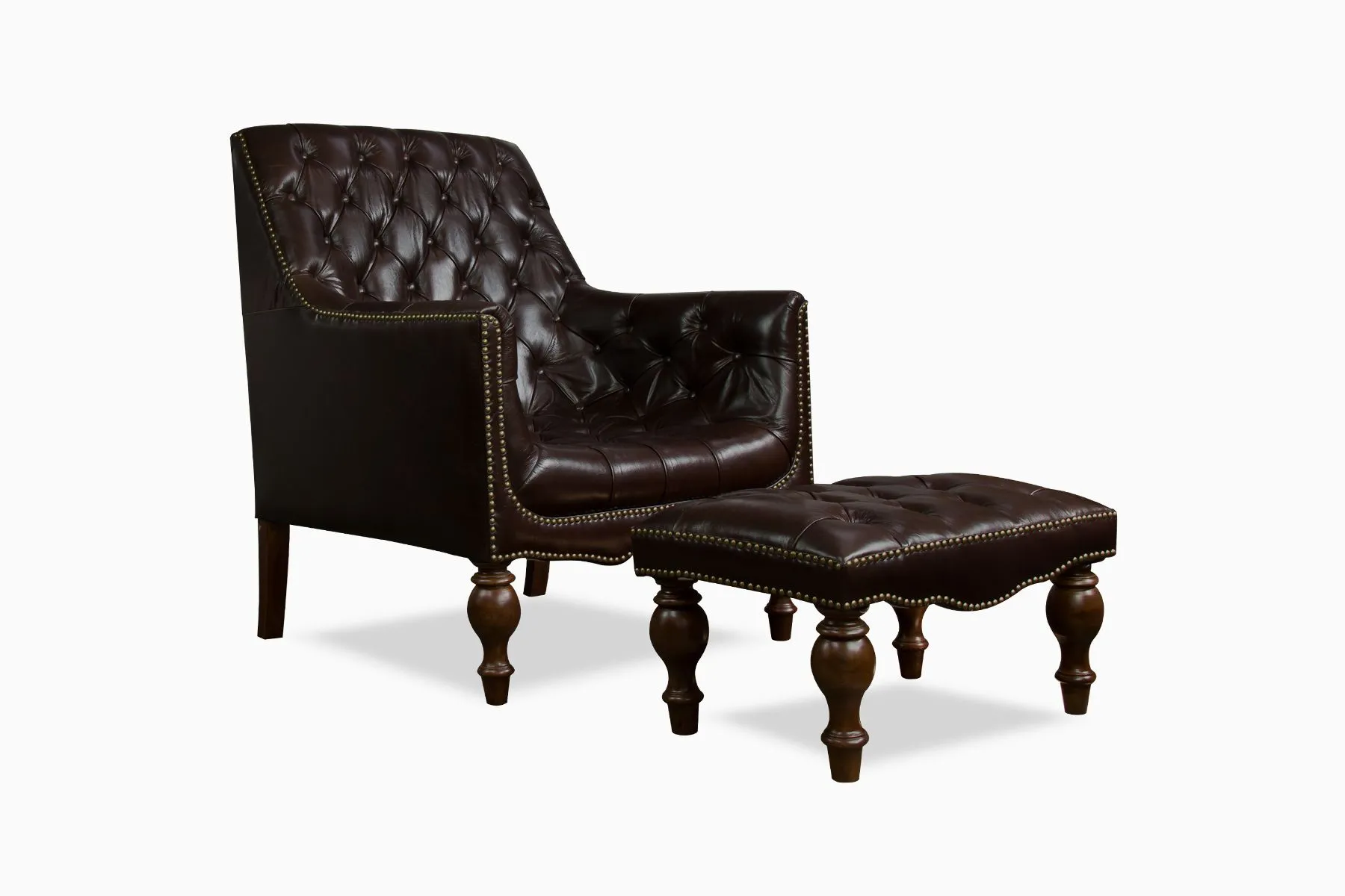 Churchill Leather Reading Chair with Footstool | Studio Ochre | The House Of Things