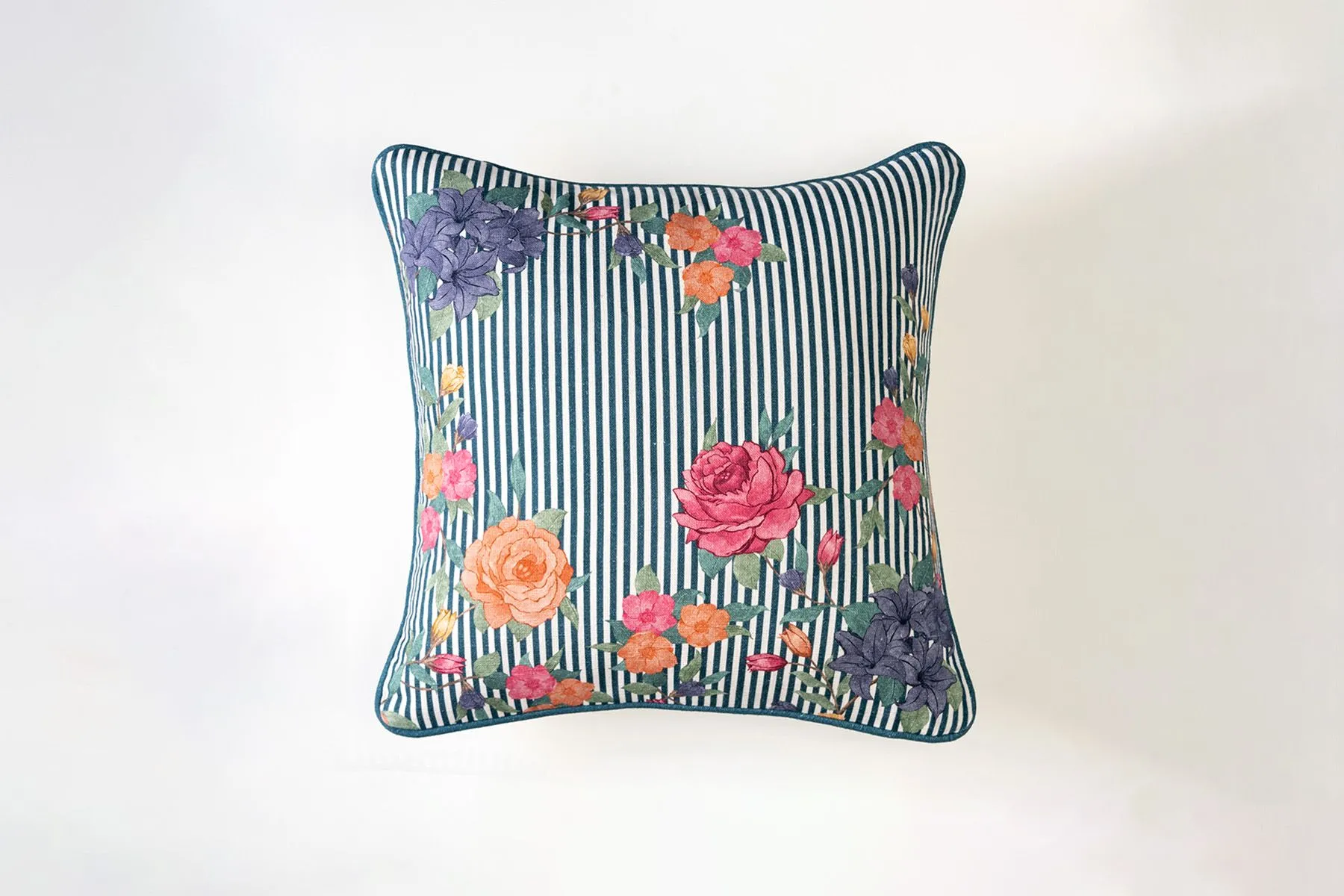 Striped Bloom Cushion Cover | Cottons & Satins| The House Of Things