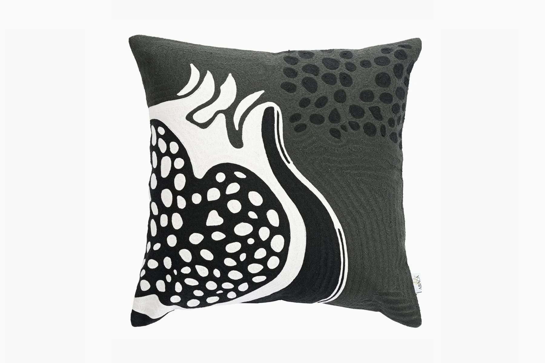 Pomo Charcoal Embroidered Cushion Cover|Studio Abaca| The House Of Things