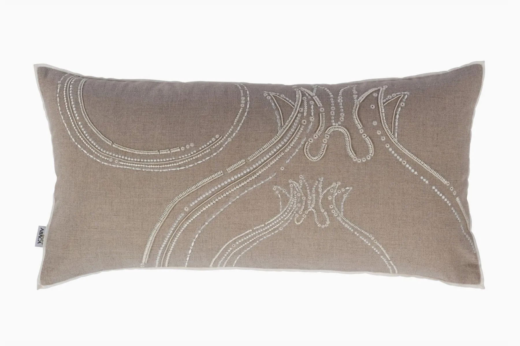 Pomo Natural Embroidered Lumbar Cover|Studio Abaca| The House Of Things