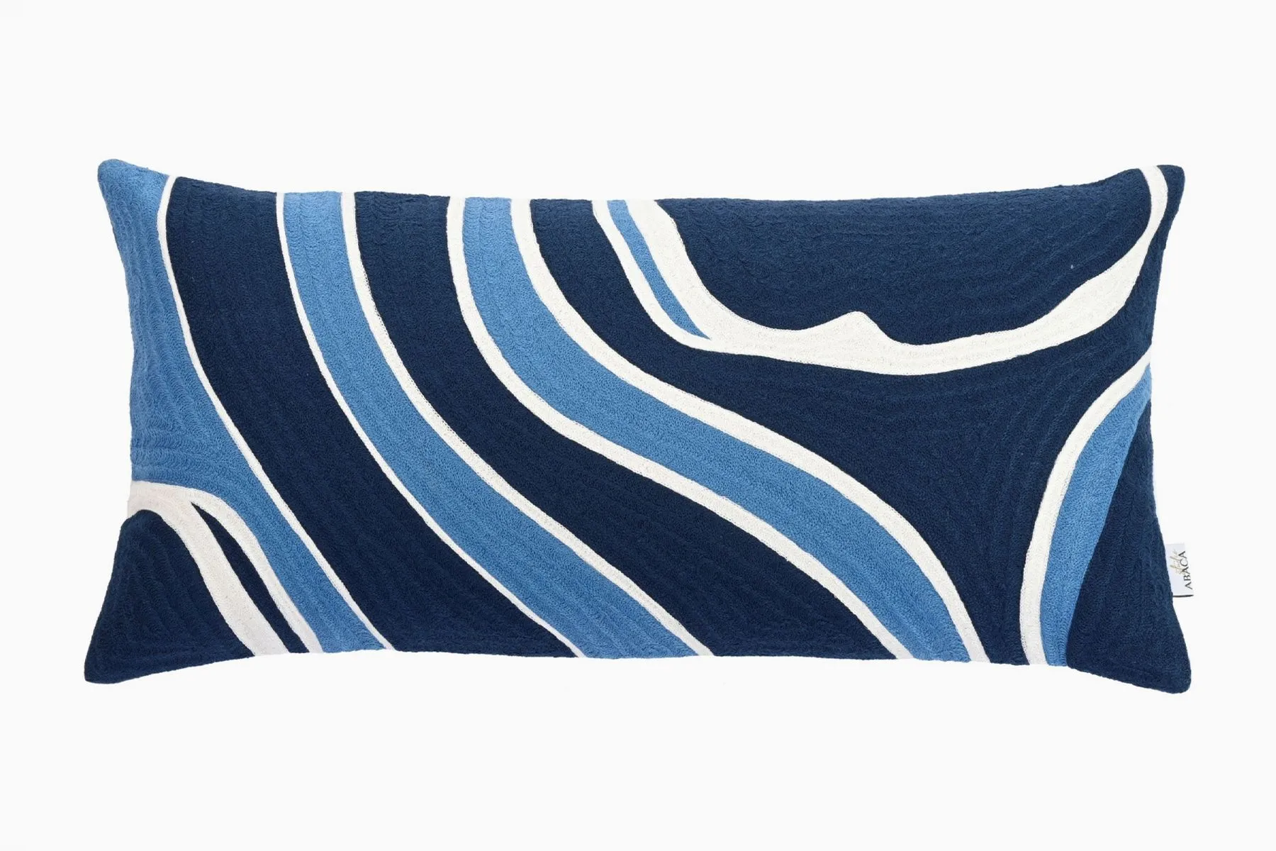 Pomo Blue Embroidered Lumbar Cover|Studio Abaca| The House Of Things