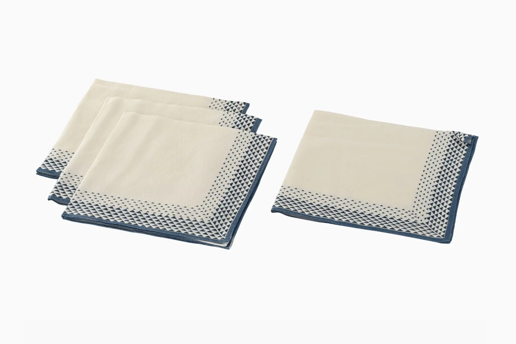 Pomo Linen Napkins with Blue Borders - Set of 4| Studio Abaca | The House Of Things