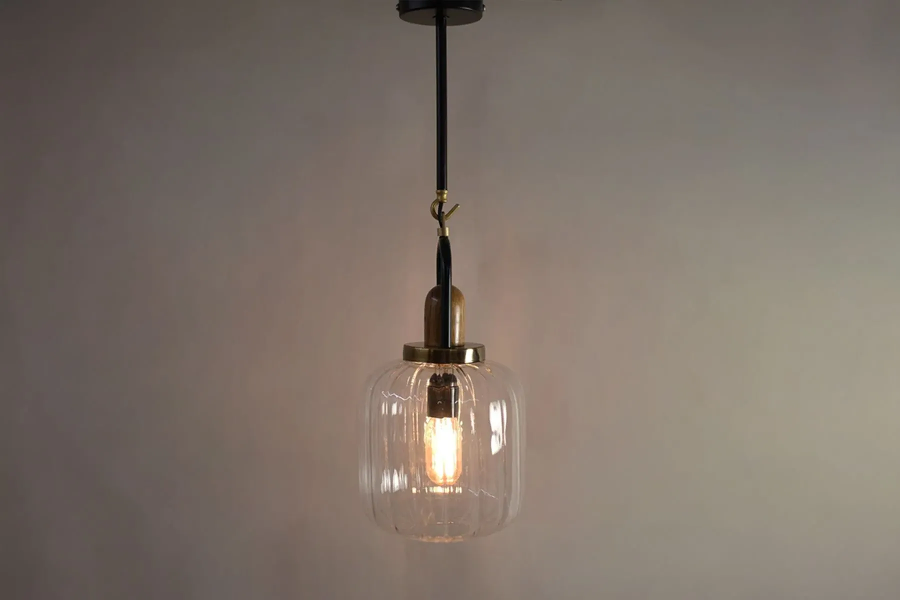 Brewer Ribbed Glass Light|The Black Steel| The House Of Things