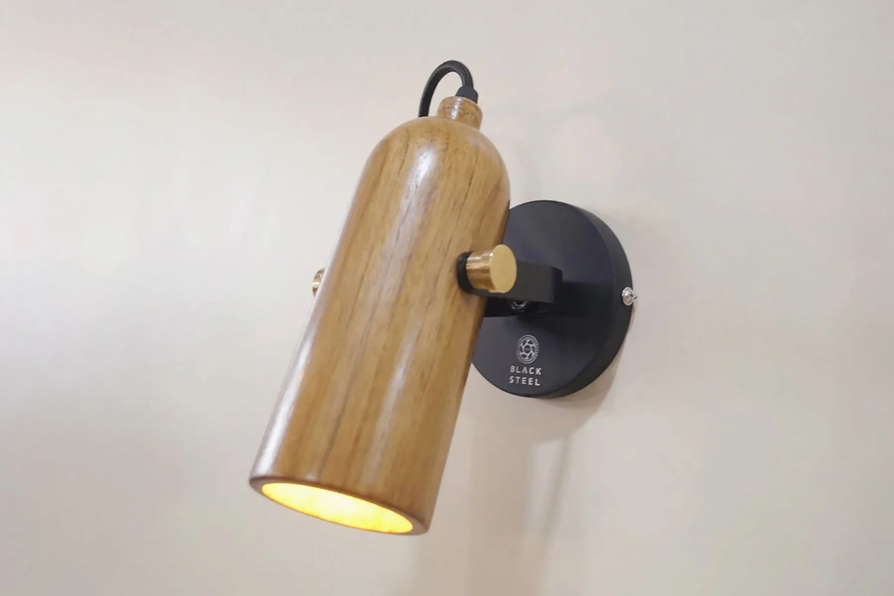 Wooden Bedside Wall Lamp|The Black Steel| The House Of Things