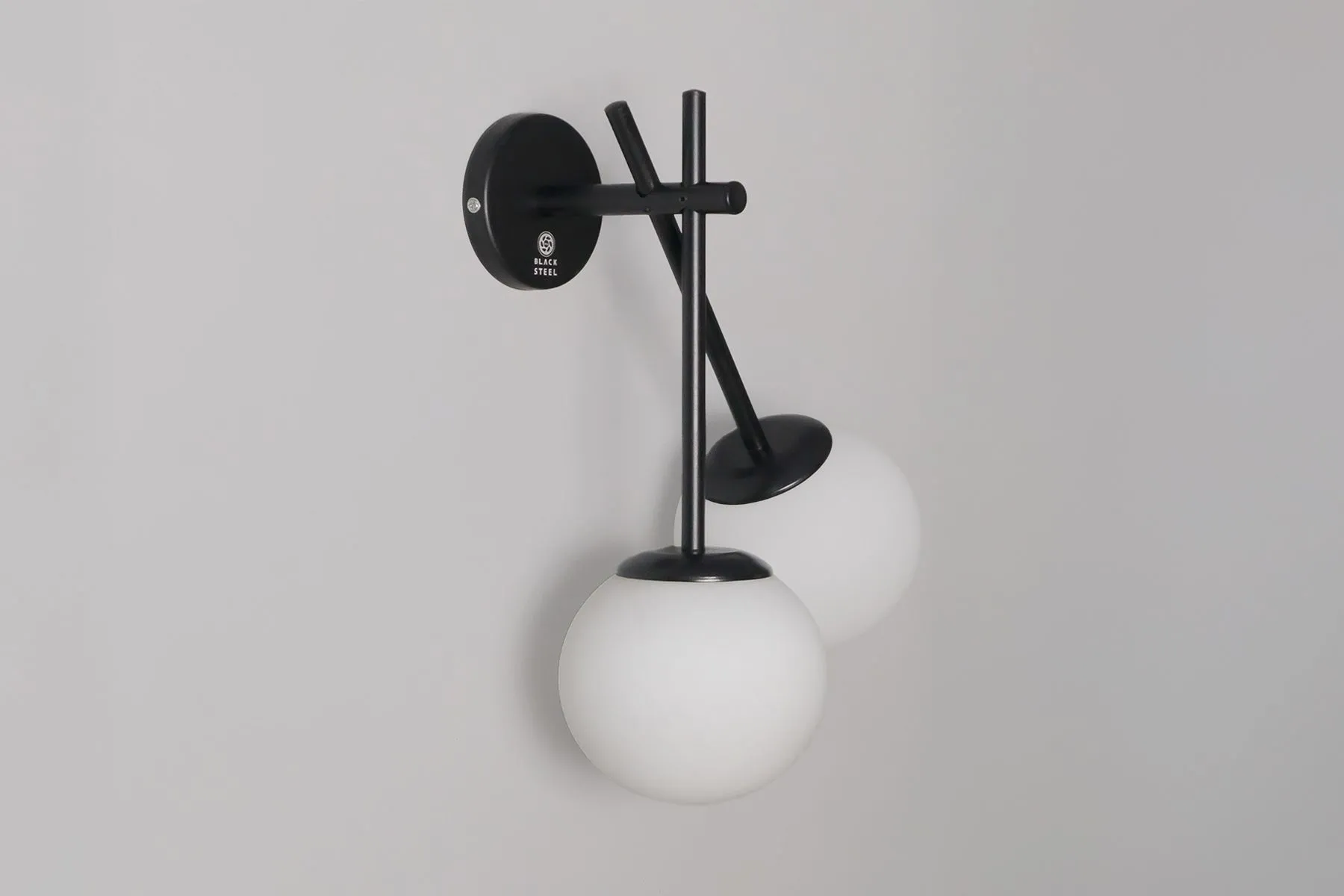Double Glass Wall Sconce|The Black Steel| The House Of Things