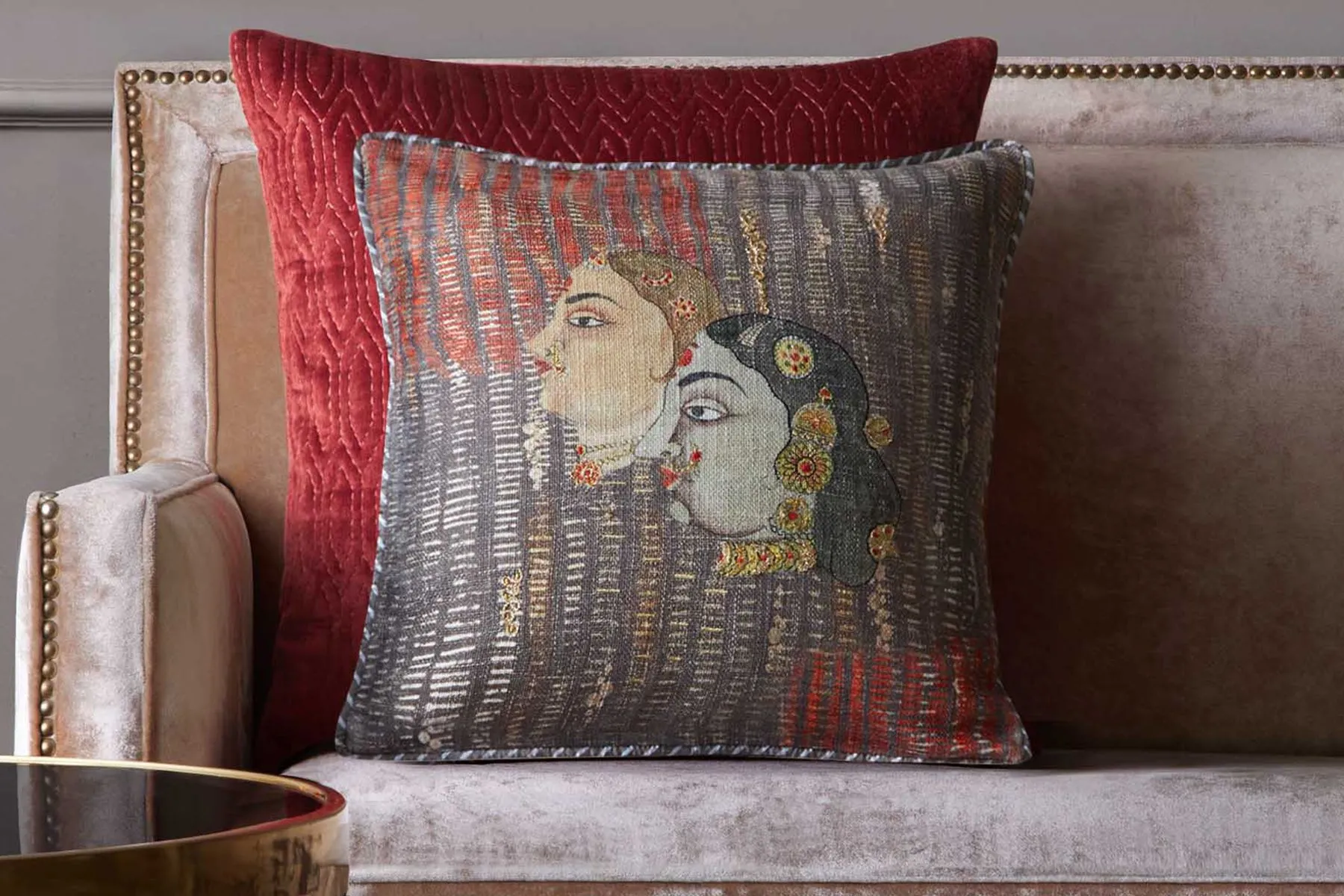 Tanjore Apsara Cushion Cover|Kainaat| The House Of Things