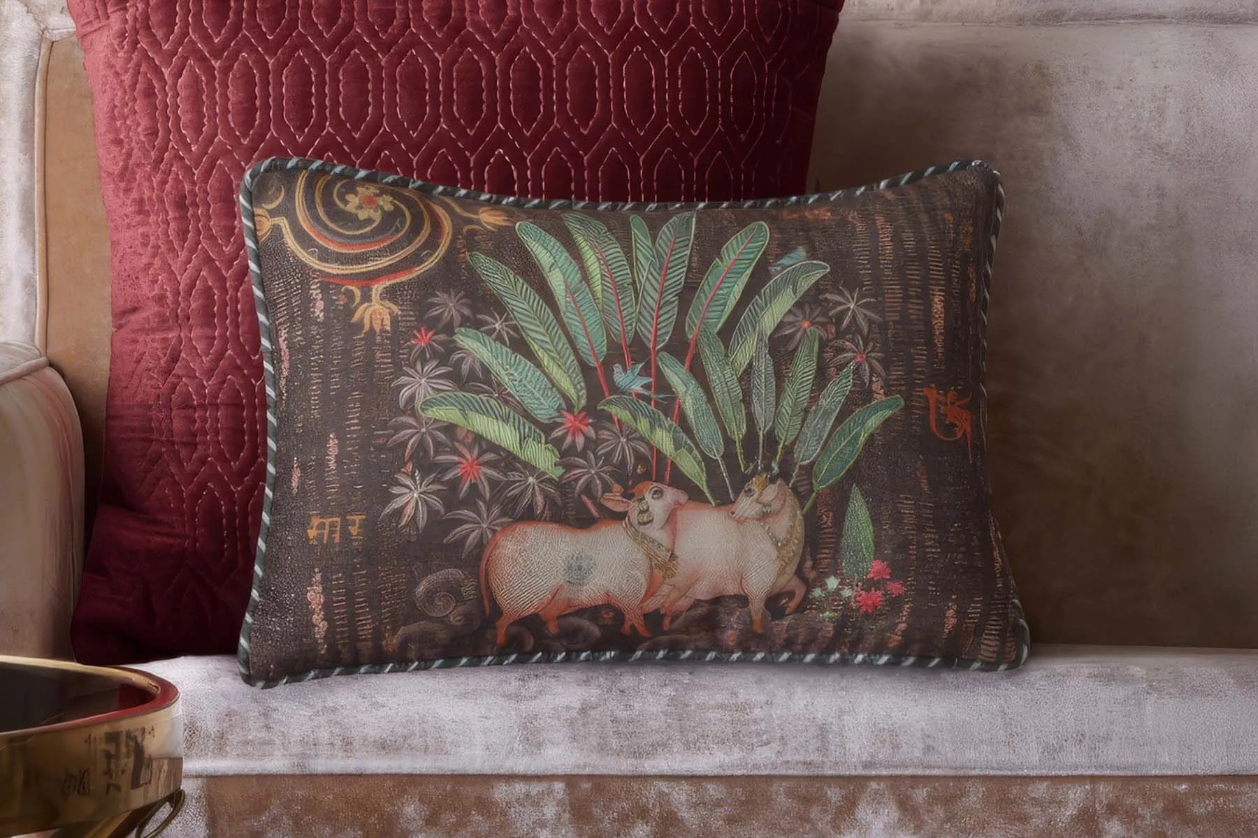 Palm Pichwai Cushion Cover|Kainaat| The House Of Things