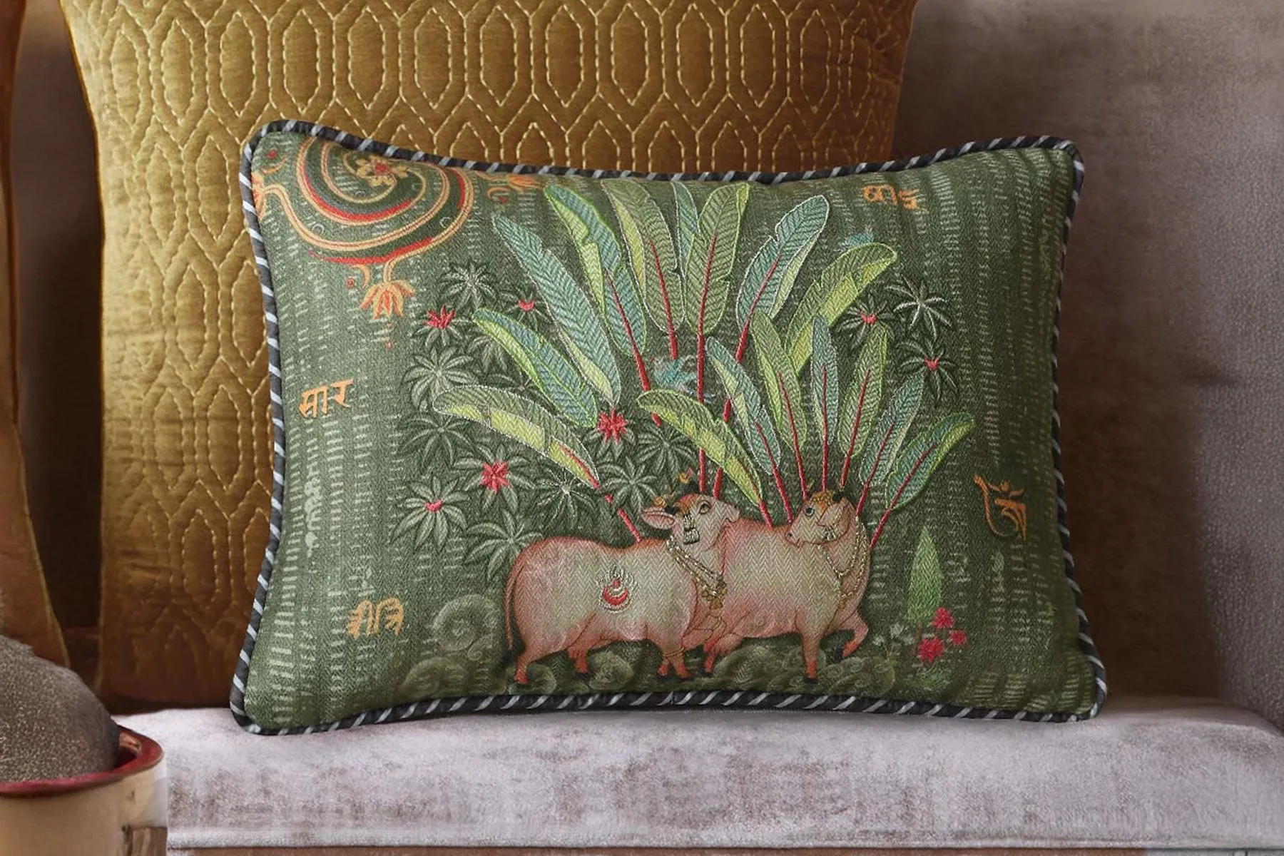 Palm Pichwai Cushion Cover|Kainaat| The House Of Things