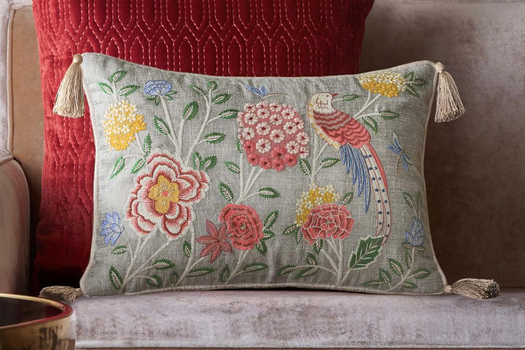 Eden Meadow Embroidered Cushion Cover|Kainaat| The House Of Things