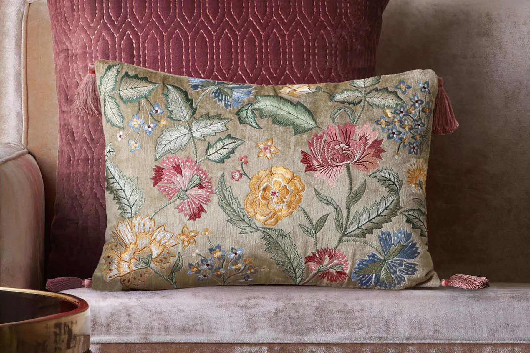 Blossom Embroidered Cushion Cover|Kainaat| The House Of Things