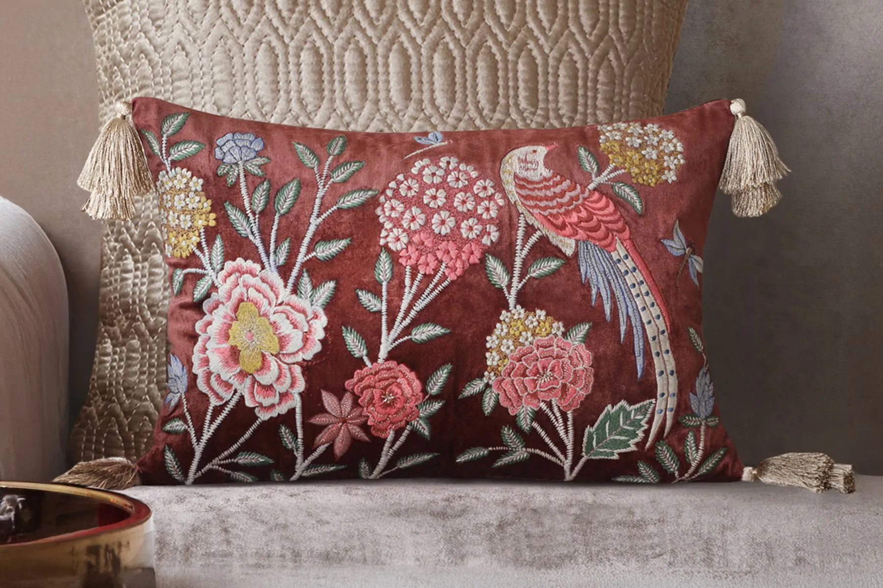 Eden Meadow Embroidered Cushion Cover|Kainaat| The House Of Things