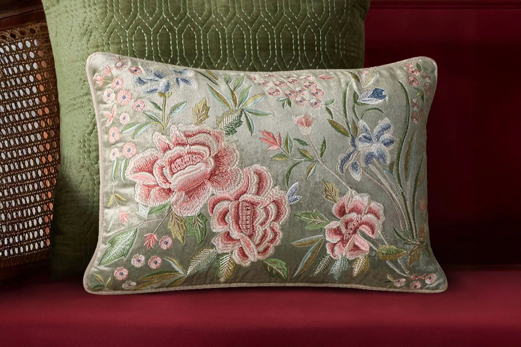 Eden Rose Embroidered Cushion Cover|Kainaat| The House Of Things
