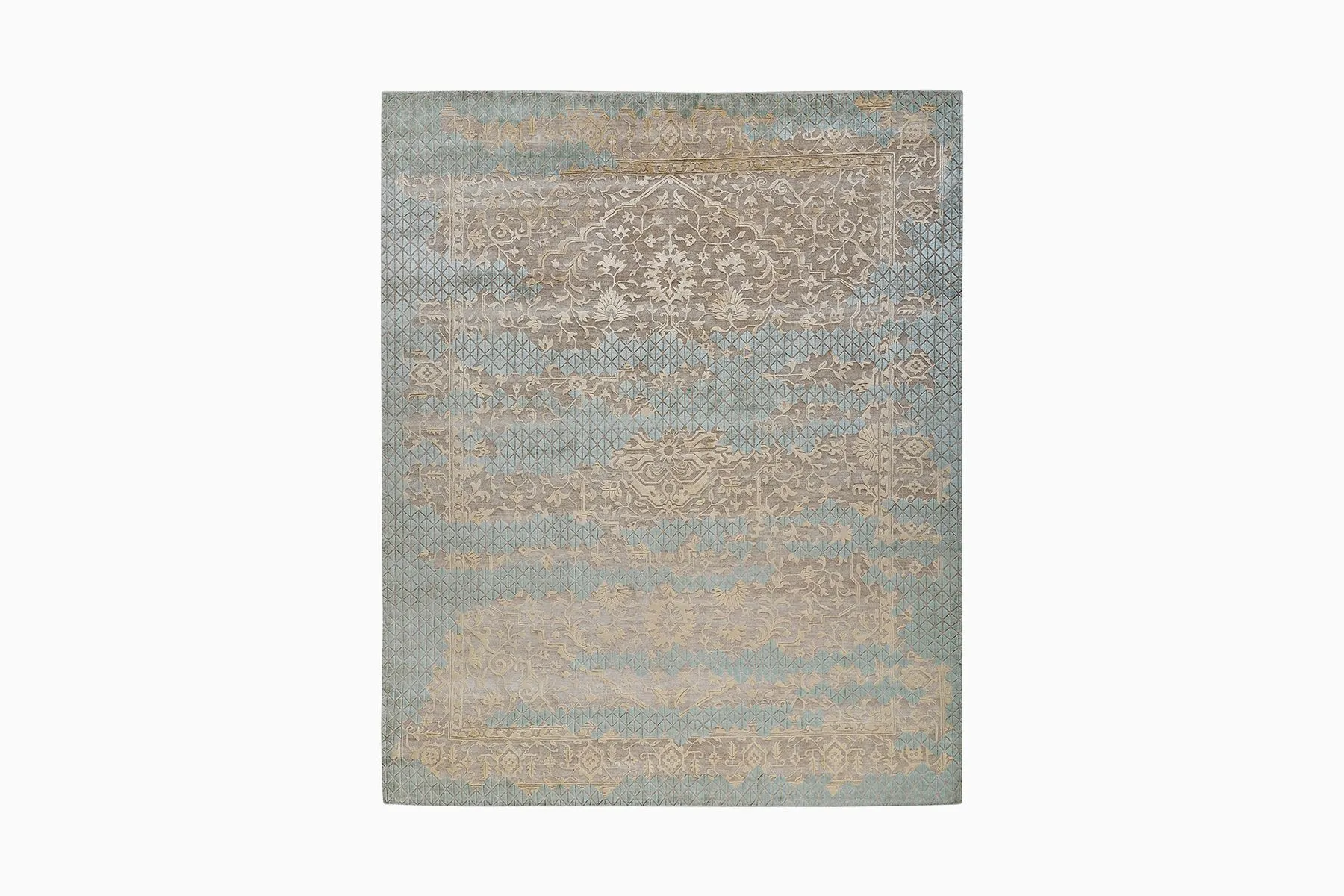 Meshara Aqua Beige Rug| Hands | The House Of Things