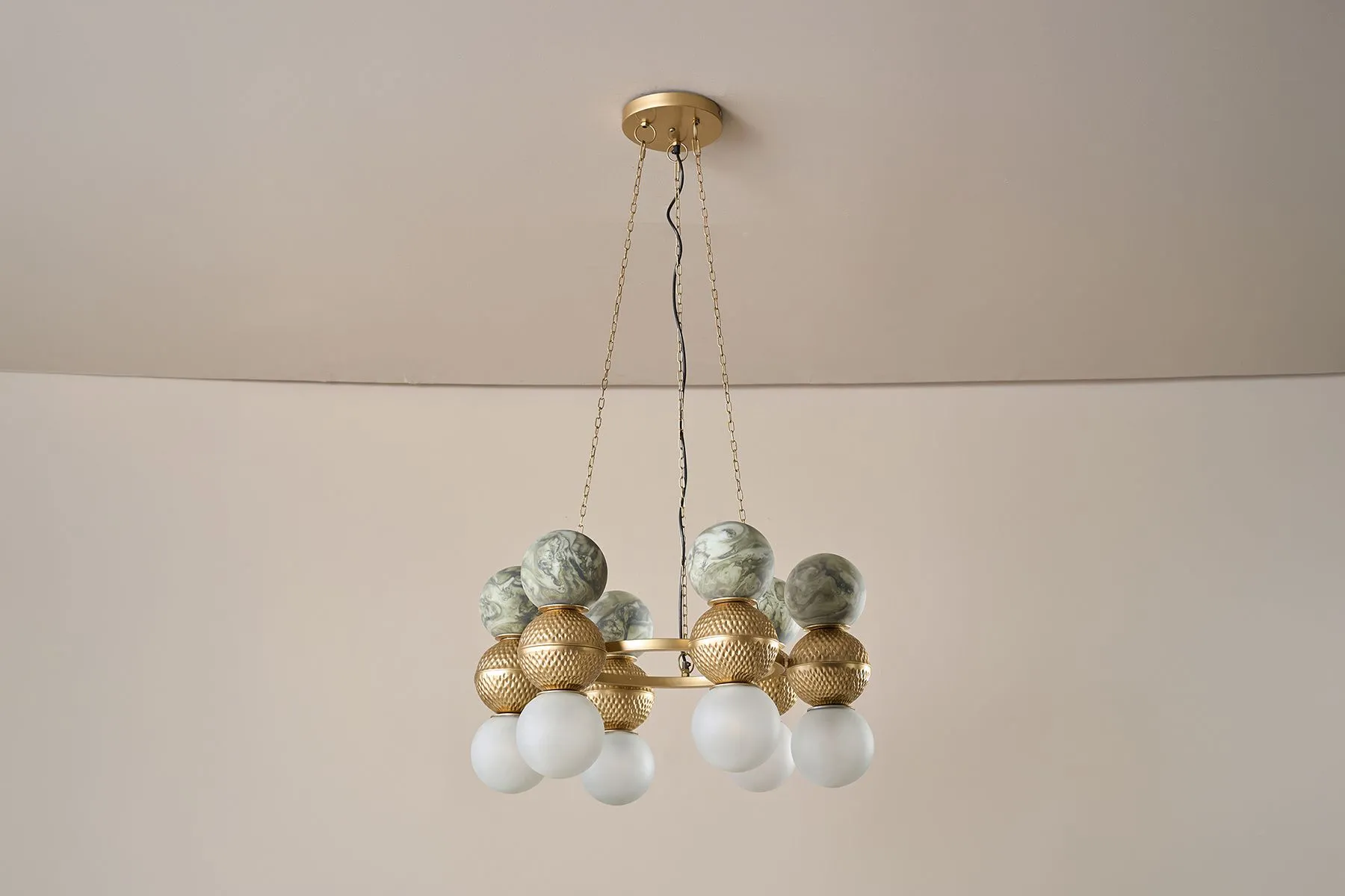 Lagori Gold Marble Painting Chandelier | Yaahvi By Nikita Bansal | The House of Things